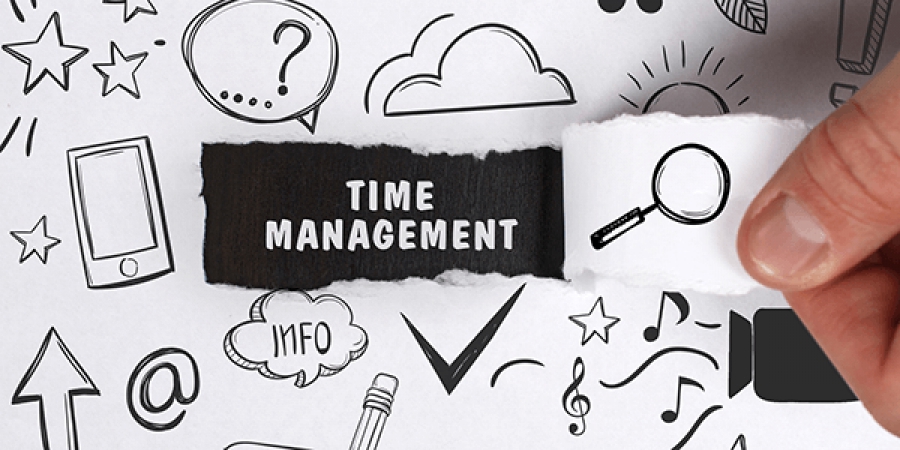 Time management hand drawing line icons Royalty Free Vector